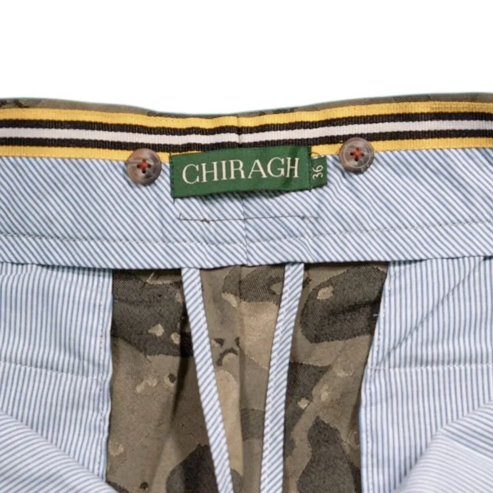Mens 36 Gurkha Pants Tan Brown Camo Cotton Jacquard Flat Front Straight Trousers